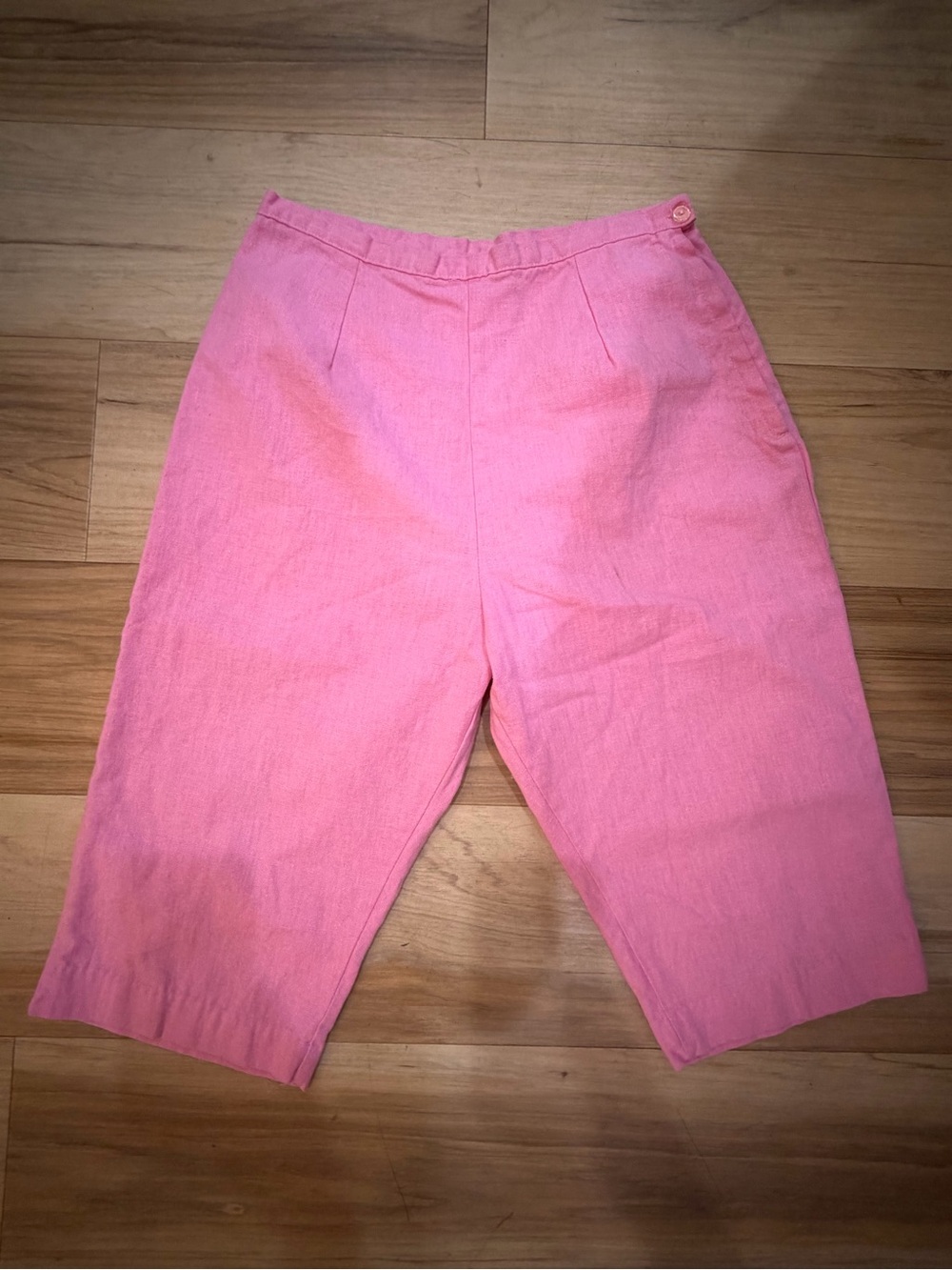Women's Pink Linen-Blend Cropped Capris